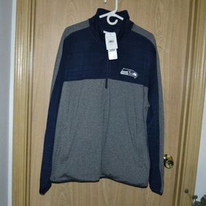 NWT NFL Men's Seattle Seahawks Quarter Zip Pullover Blue & Gray Jacket